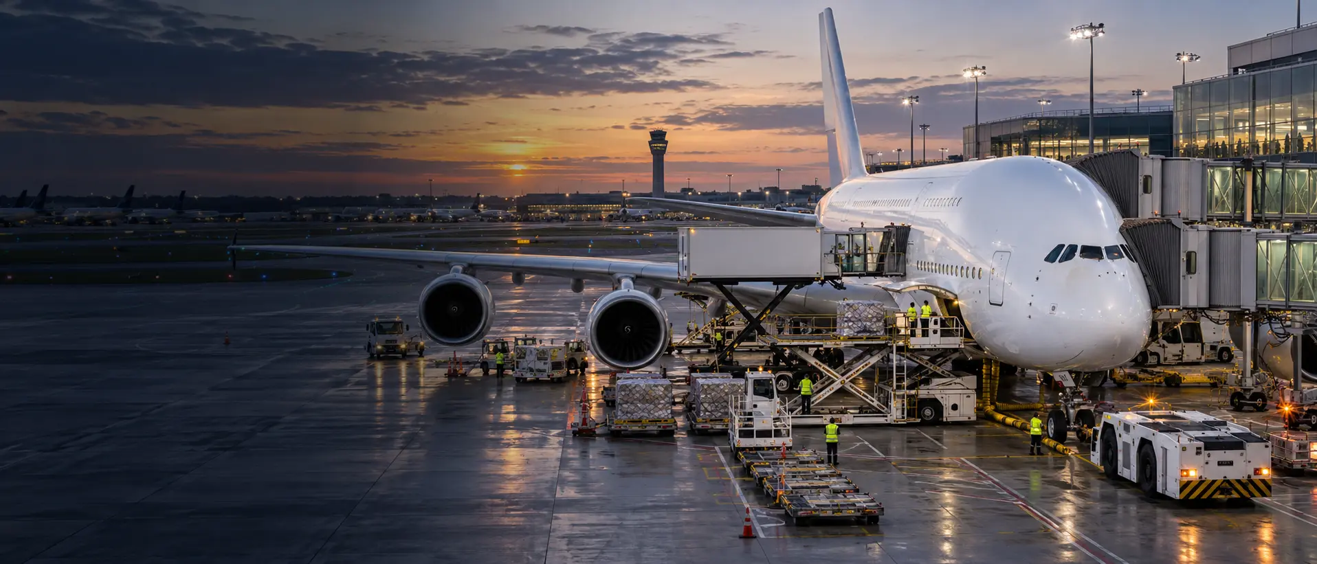 Aeronave de linha aérea em operação aeroportuária